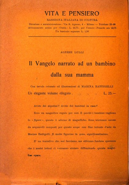 Vita e pensiero rassegna italiana di coltura