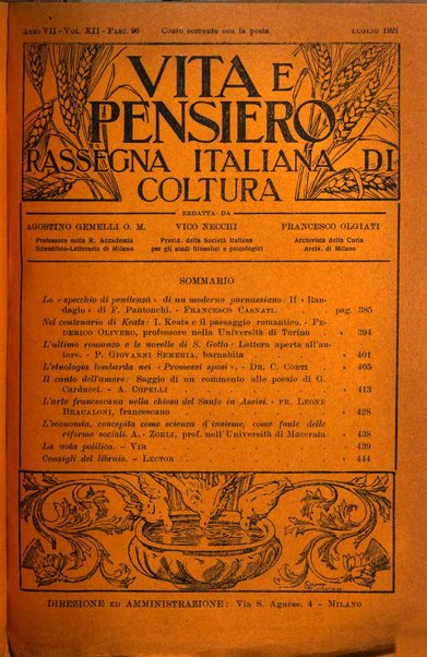 Vita e pensiero rassegna italiana di coltura