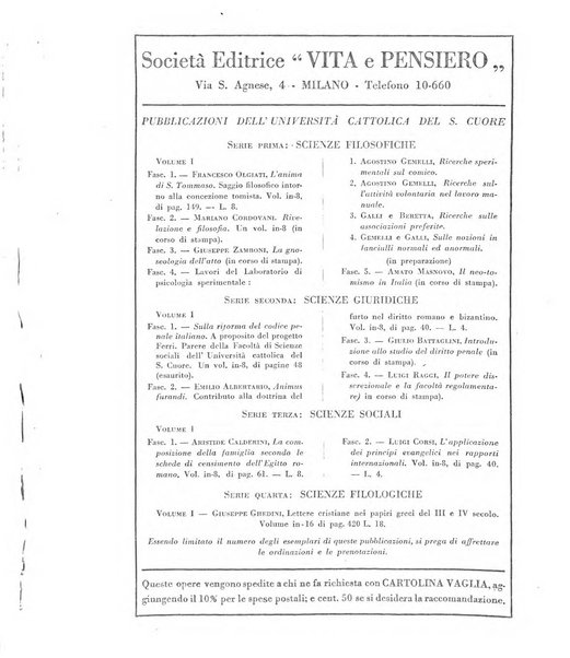 Vita e pensiero rassegna italiana di coltura