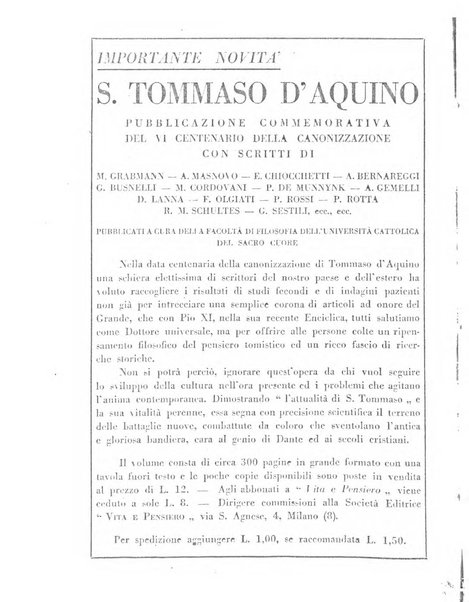 Vita e pensiero rassegna italiana di coltura