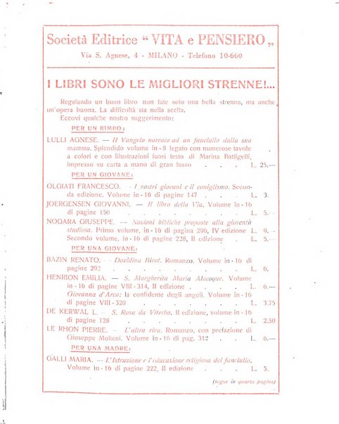 Vita e pensiero rassegna italiana di coltura