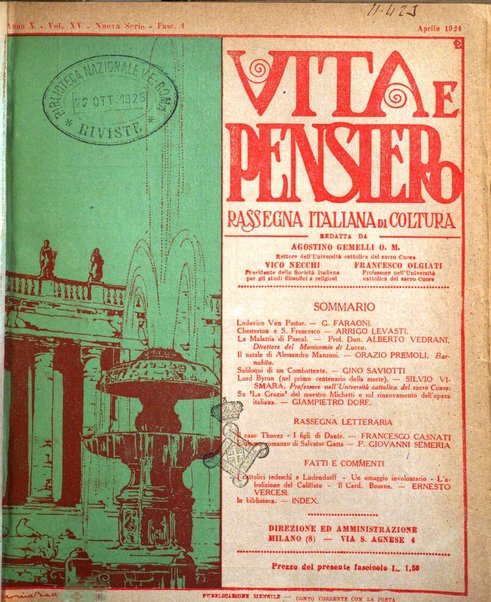 Vita e pensiero rassegna italiana di coltura