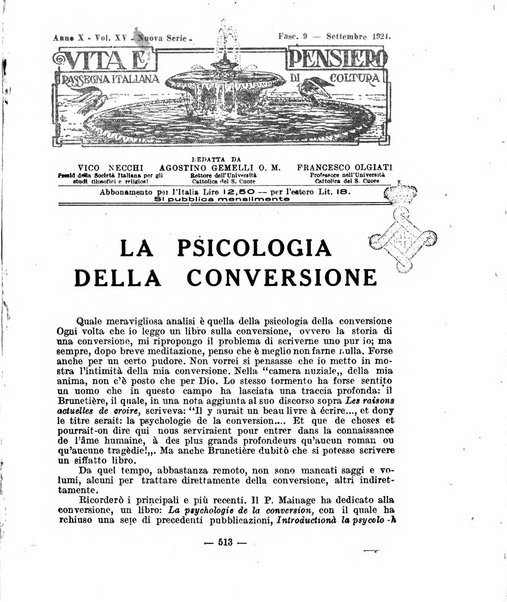 Vita e pensiero rassegna italiana di coltura