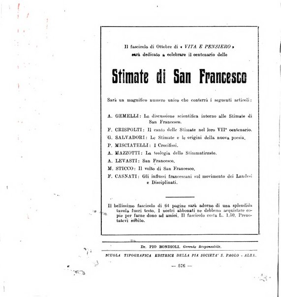 Vita e pensiero rassegna italiana di coltura