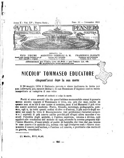 Vita e pensiero rassegna italiana di coltura