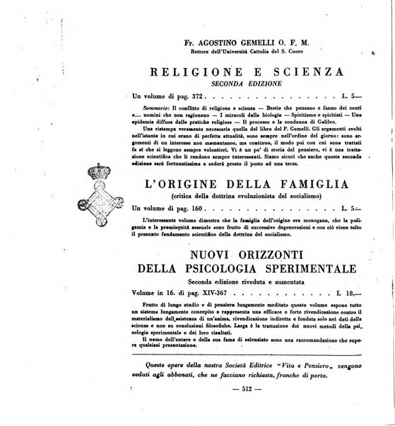 Vita e pensiero rassegna italiana di coltura