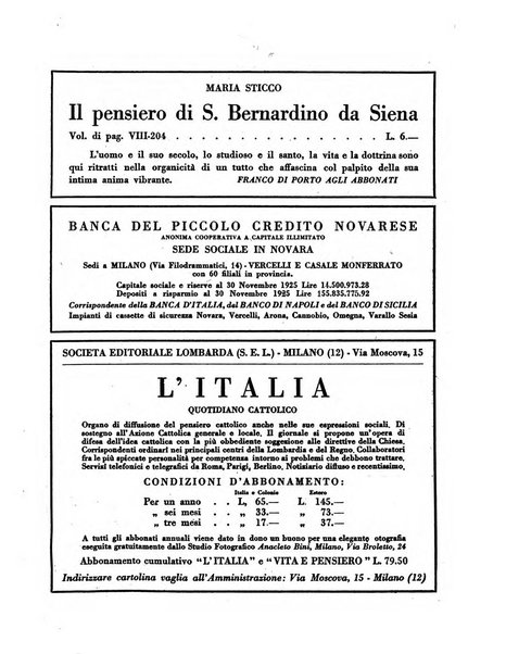 Vita e pensiero rassegna italiana di coltura