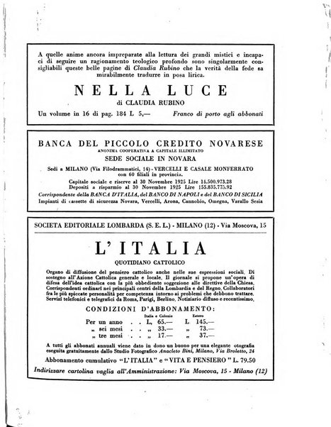 Vita e pensiero rassegna italiana di coltura