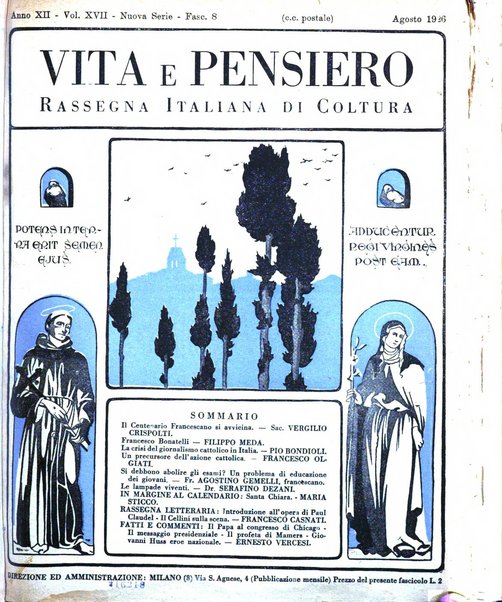 Vita e pensiero rassegna italiana di coltura