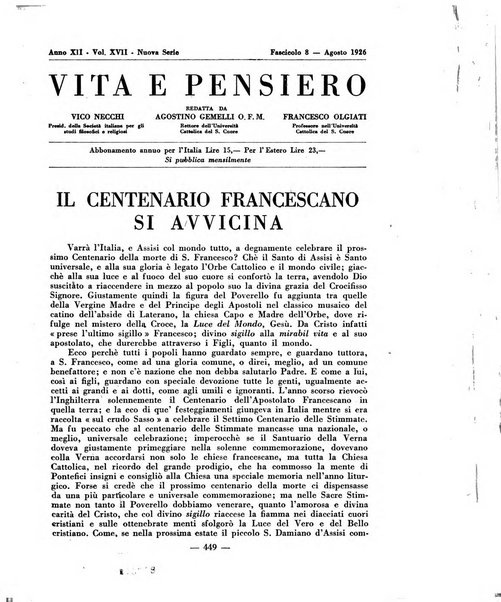 Vita e pensiero rassegna italiana di coltura