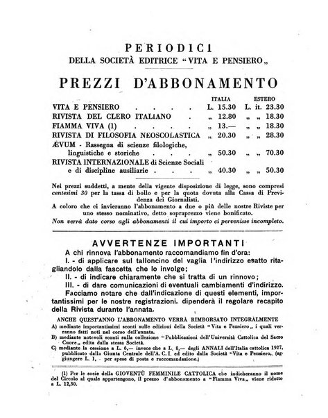 Vita e pensiero rassegna italiana di coltura