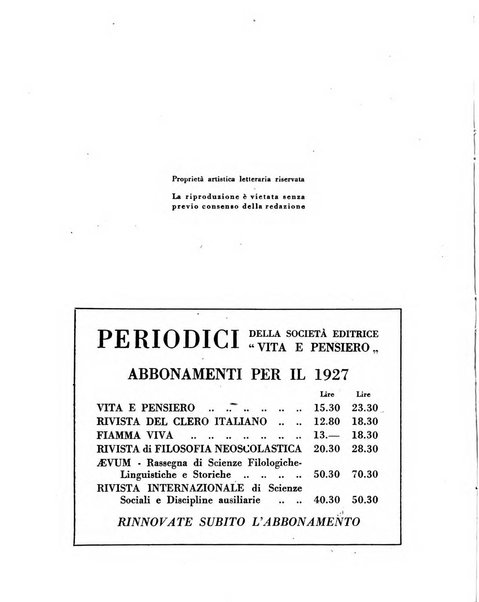 Vita e pensiero rassegna italiana di coltura