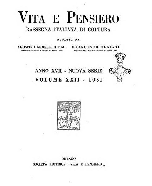 Vita e pensiero rassegna italiana di coltura