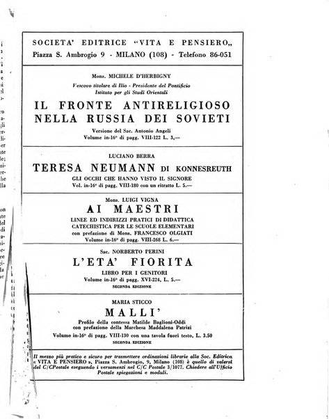 Vita e pensiero rassegna italiana di coltura