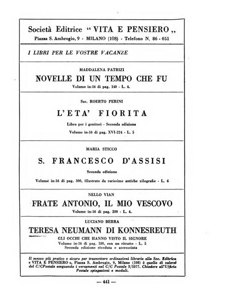 Vita e pensiero rassegna italiana di coltura