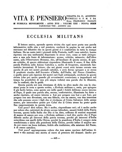 Vita e pensiero rassegna italiana di coltura