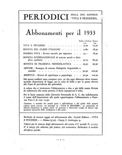 Vita e pensiero rassegna italiana di coltura