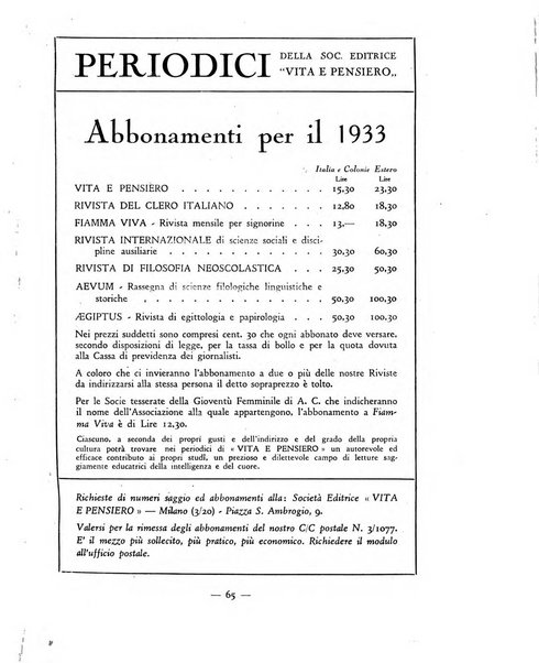 Vita e pensiero rassegna italiana di coltura