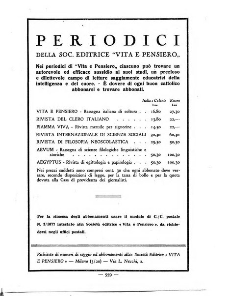 Vita e pensiero rassegna italiana di coltura