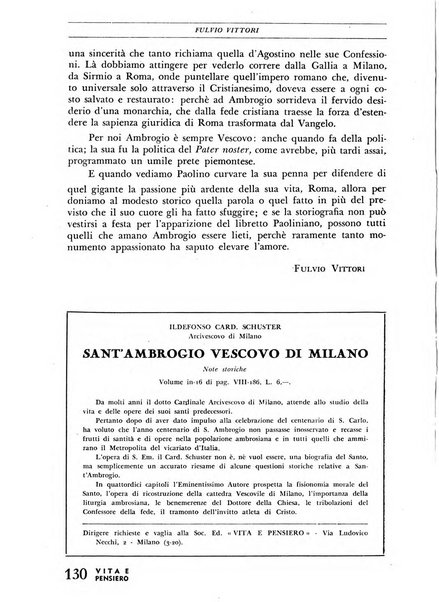 Vita e pensiero rassegna italiana di coltura