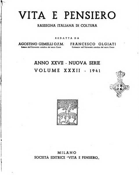 Vita e pensiero rassegna italiana di coltura