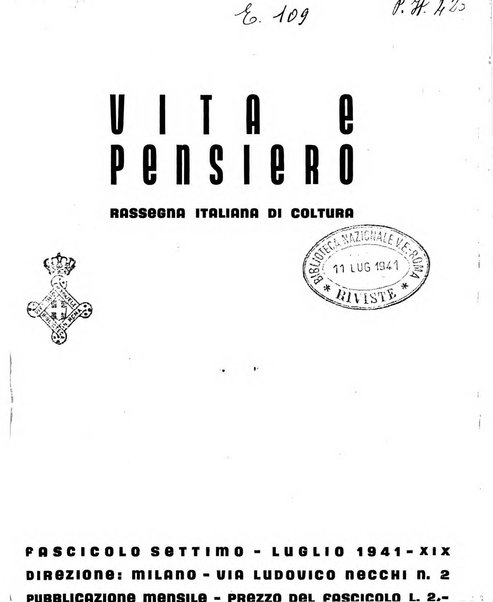 Vita e pensiero rassegna italiana di coltura