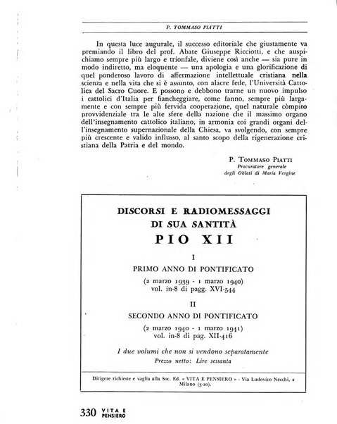 Vita e pensiero rassegna italiana di coltura