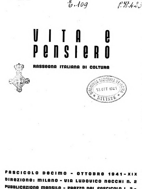 Vita e pensiero rassegna italiana di coltura