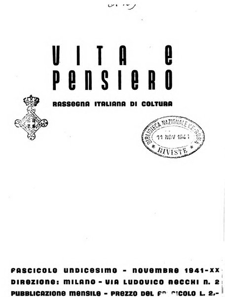 Vita e pensiero rassegna italiana di coltura