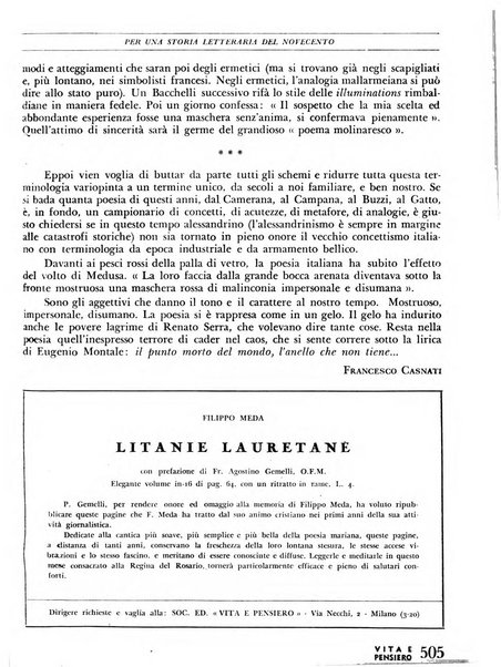 Vita e pensiero rassegna italiana di coltura