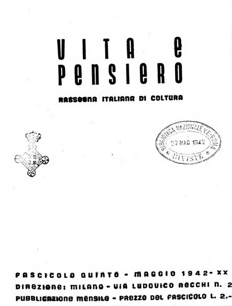 Vita e pensiero rassegna italiana di coltura