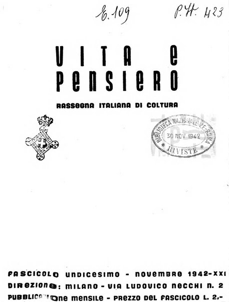 Vita e pensiero rassegna italiana di coltura