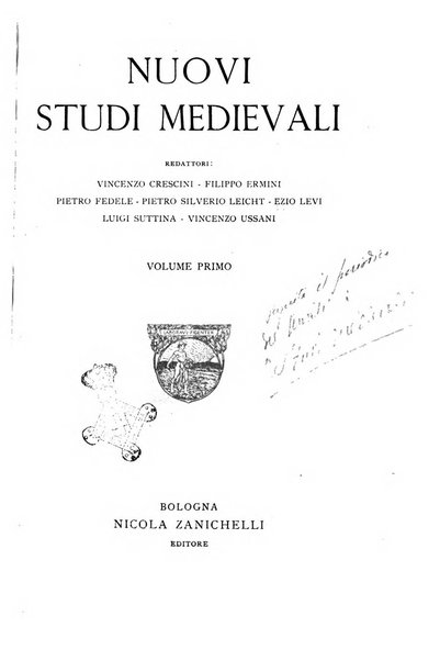 Nuovi studi medievali rivista di filologia e di storia