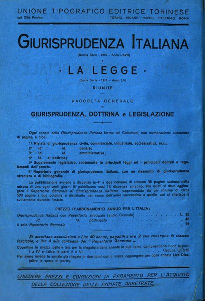 Giurisprudenza italiana e La legge riunite raccolta generale di giurisprudenza, dottrina e legislazione