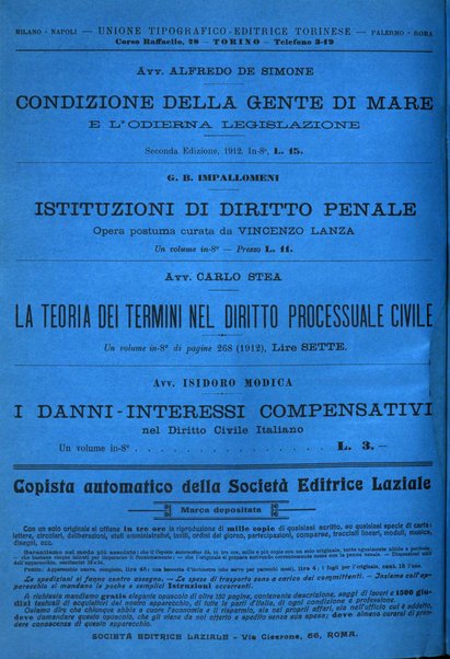 Giurisprudenza italiana e La legge riunite raccolta generale di giurisprudenza, dottrina e legislazione