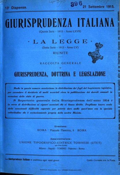 Giurisprudenza italiana e La legge riunite raccolta generale di giurisprudenza, dottrina e legislazione