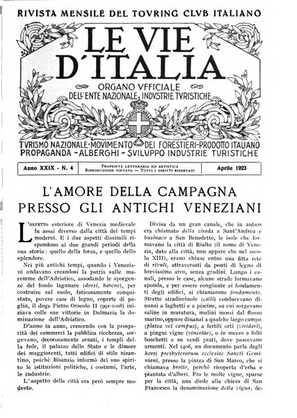 Le vie d'Italia turismo nazionale, movimento dei forestieri, prodotto italiano