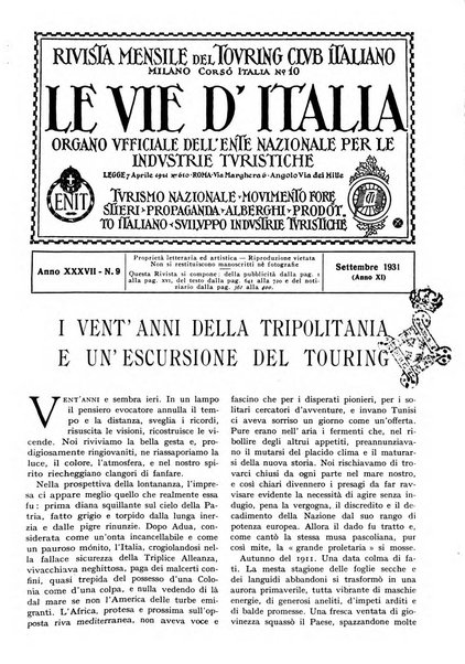 Le vie d'Italia turismo nazionale, movimento dei forestieri, prodotto italiano