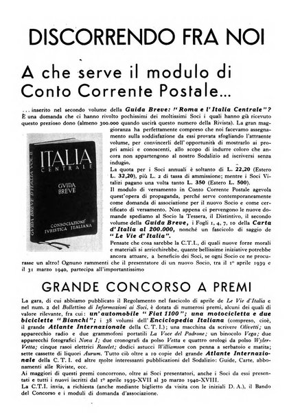 Le vie d'Italia turismo nazionale, movimento dei forestieri, prodotto italiano