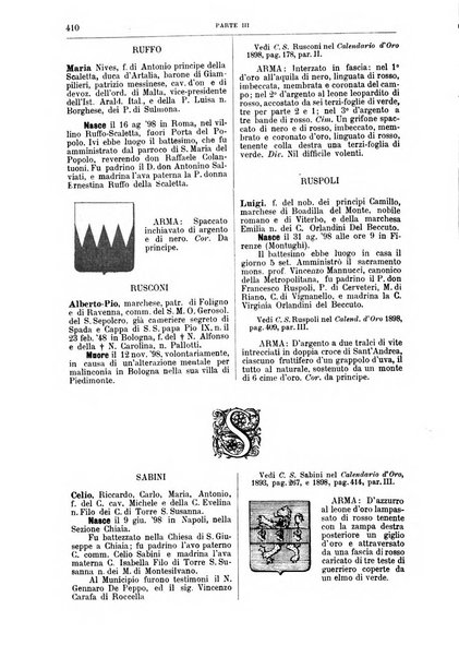 Calendario d'oro annuario nobiliare diplomatico araldico