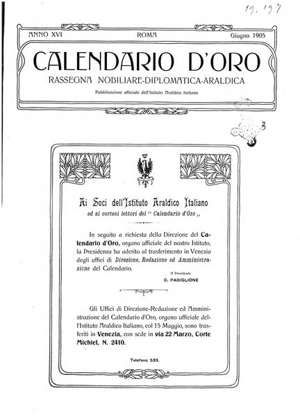 Calendario d'oro annuario nobiliare diplomatico araldico