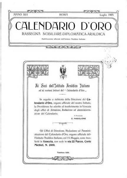 Calendario d'oro annuario nobiliare diplomatico araldico