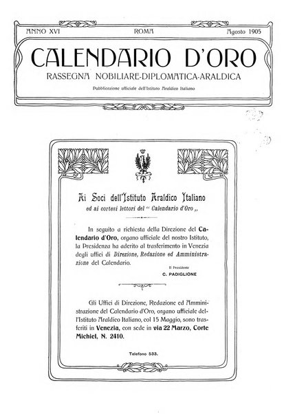 Calendario d'oro annuario nobiliare diplomatico araldico