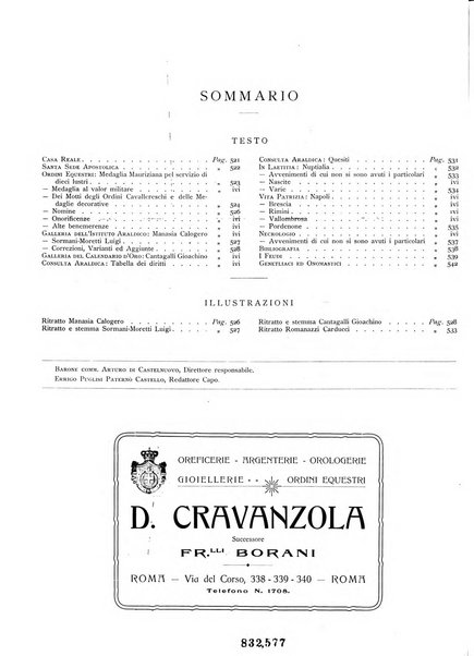 Calendario d'oro annuario nobiliare diplomatico araldico