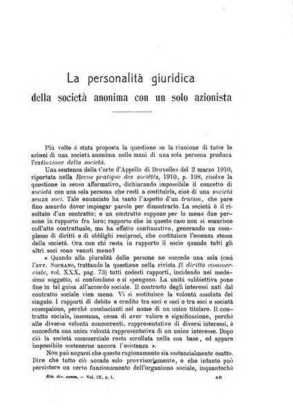 Rivista del diritto commerciale e del diritto generale delle obbligazioni