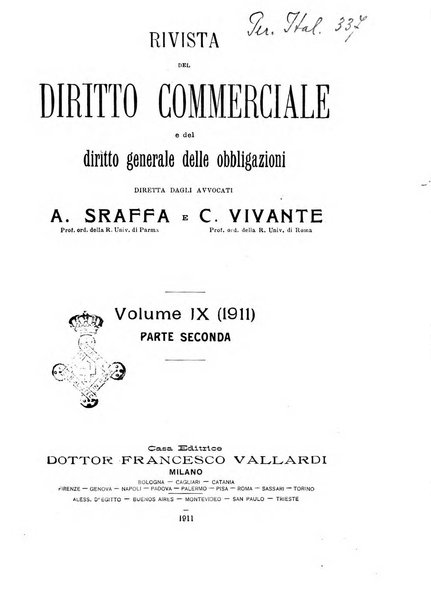 Rivista del diritto commerciale e del diritto generale delle obbligazioni