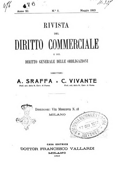 Rivista del diritto commerciale e del diritto generale delle obbligazioni