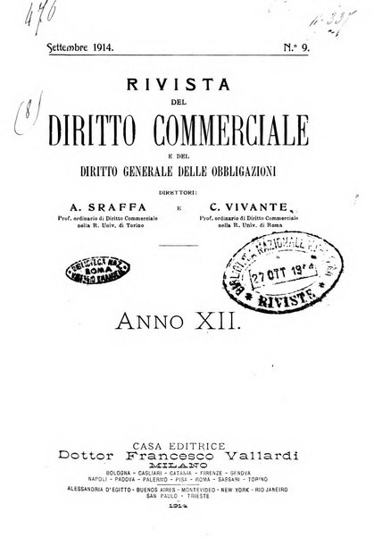 Rivista del diritto commerciale e del diritto generale delle obbligazioni