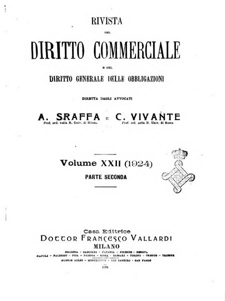 Rivista del diritto commerciale e del diritto generale delle obbligazioni