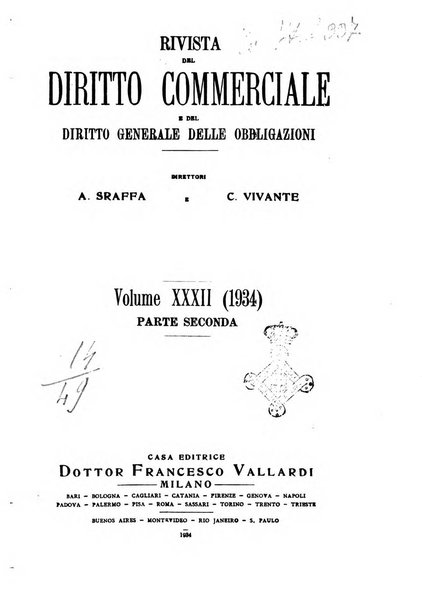 Rivista del diritto commerciale e del diritto generale delle obbligazioni